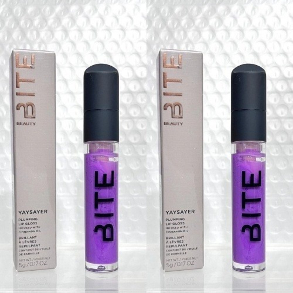 2x Bite beauty yaysayer plumping lip gloss In Lavender Cookie - 0.17 Oz New